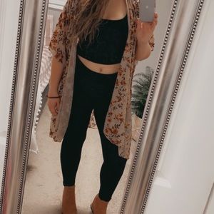 Floral Kimono with Velvet Detail